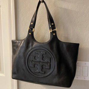 Black Leather Tory Burch Bombe Tote